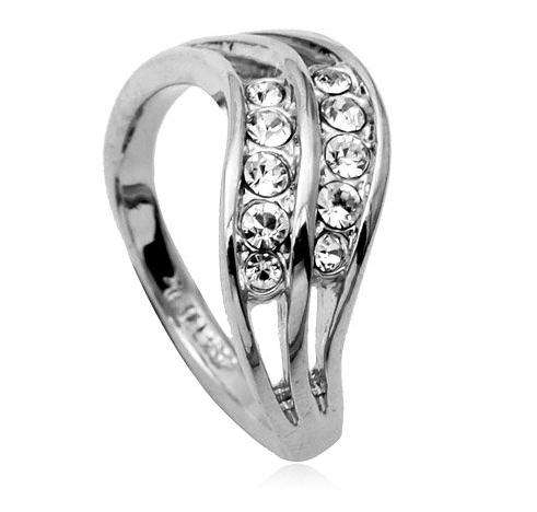 ***STUNNING! 18K WHITE GOLD PLATED ENGAGEMENT / ETERNITY RING***SIZE 8