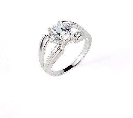 ***BEAUTIFUL! PLATINUM PLATED 1.2 CT ENGAGEMENT RING***SIZE 6