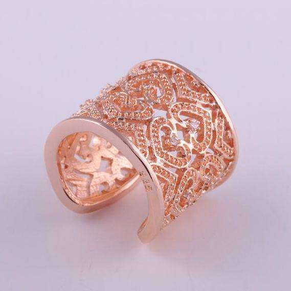 ***18K ROSE GOLD HEARTS ADJUSTABLE RING***