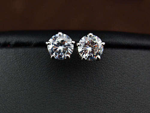 ***GORGEOUS! 18K WHITE GOLD PLATED 2CT CZ EARRINGS***