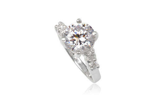 STUNNING! 925 SILVER CZ ENGAGEMENT RING, FREE RING BOX*SIZE 8