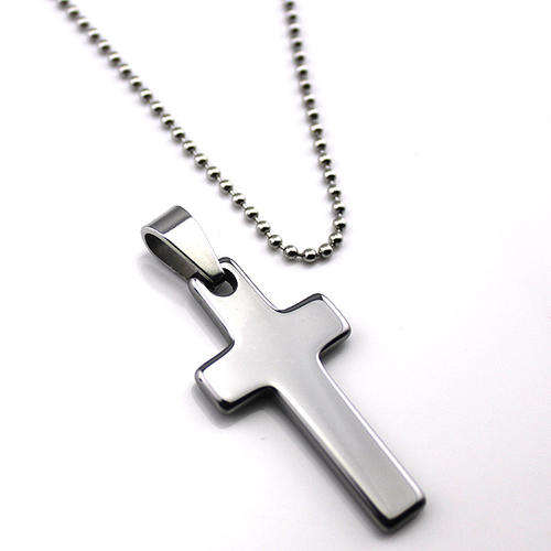 ***MENS SOLID TUNGSTEN CARBIDE CROSS PENDANT / NECKLACE****