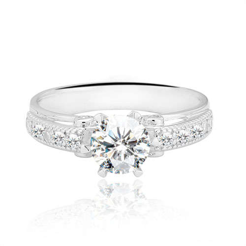 ***BEAUTIFUL 925 SILVER CZ ENGAGEMENT RING***SIZE 6