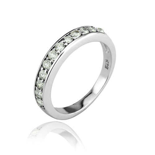 ***BEAUTIFUL 925 SILVER CZ ETERNITY / WEDDING RING***SIZES 6, 7 or 8