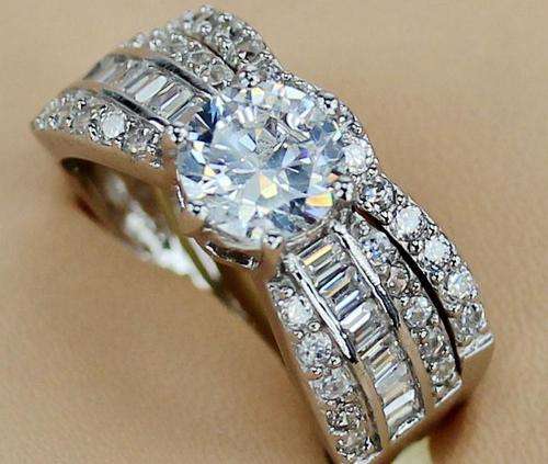 ***GORGEOUS! 925 STERLING SILVER 2 PIECE WEDDING SET CZ RINGS***SIZES 6, 7 or 9