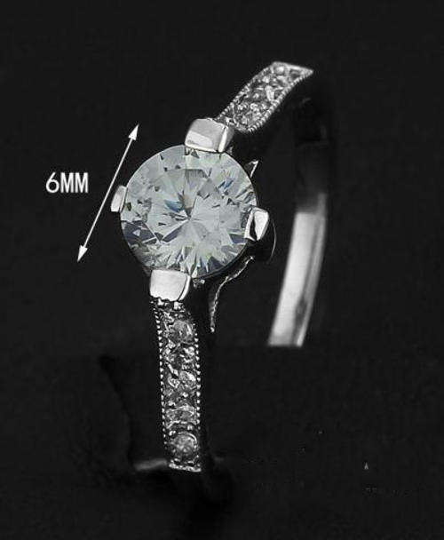 GORGEOUS! 1CT CZ SPARKLE STONE, STAINLESS STEEL ENGAGEMENT RING,FREE RING BOX*SIZE  7