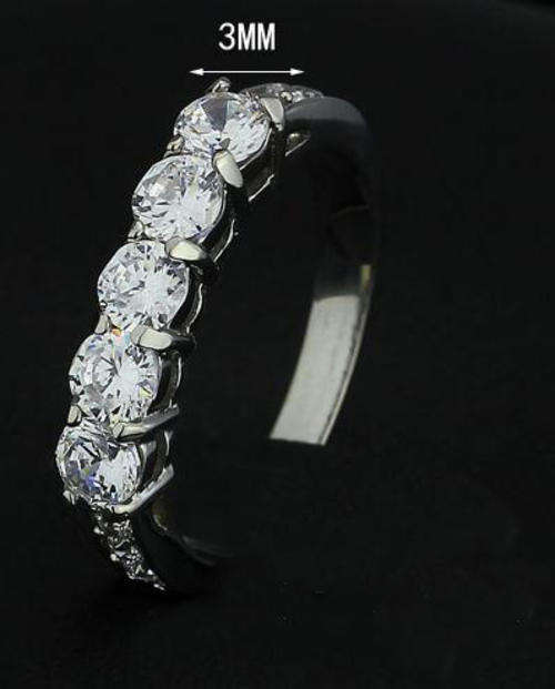 ***BEAUTIFUL CZ STAINLESS STEEL ETERNITY WEDDING RING****SIZES 6 OR 7