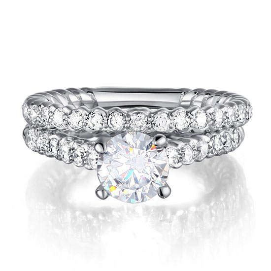 ***GORGEOUS! 925 STERLING SILVER 2 PIECE WEDDING SET CZ RINGS***SIZES 6, 7, 8 or 9