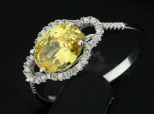 925 SILVER with SIMULATED CITRINE DRESS RING, FREE RING BOX,  SIZES 6.5 OR 8