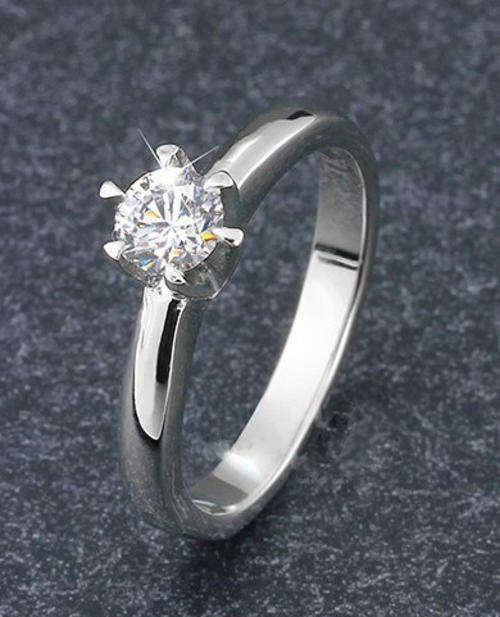 GORGEOUS! CUBIC ZIRCONIA STAINLESS STEEL ENGAGEMENT RING, FREE RING BOX, SIZES 5.5 OR 6.5