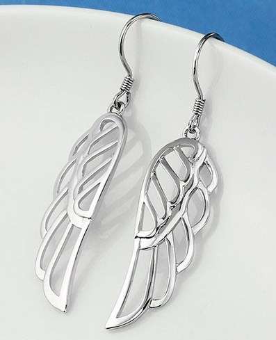 ***BEAUTIFUL 925 SILVER ANGEL WING DROP EARRINGS