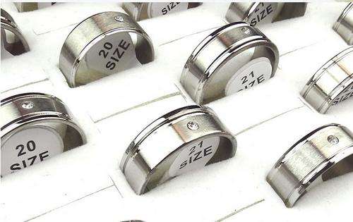 *** STAINLESS STEEL WITH CUBIC ZIRCONIA RING****SIZES 17 TO 21 MM