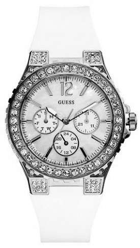 GUESS LADIES MOTHER OF PEARL DIAL MULTI FUNCTION SILICONE STRAP WATCH U12653L1***FREE SHIPPING***