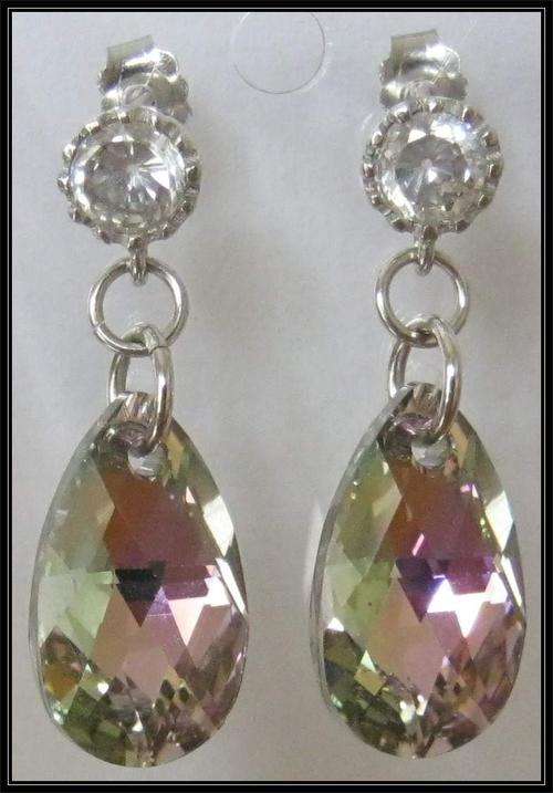 Stunning 925 Sterling Silver Swarovski Crystal Dangling Stud Earrings