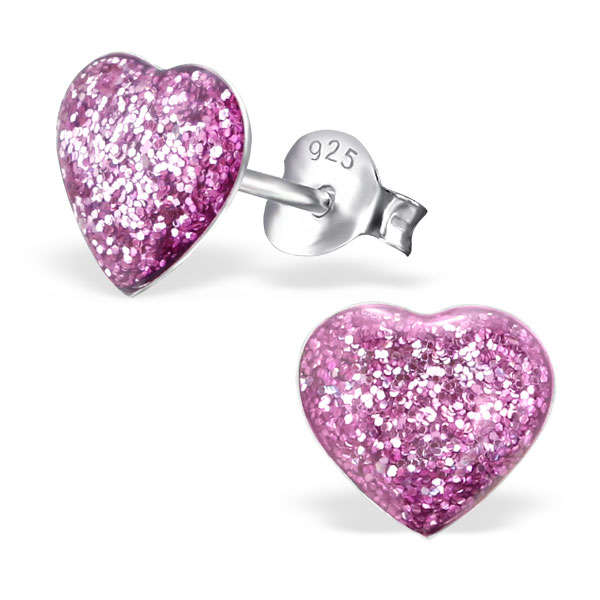 Children's 925 Sterling Silver Colourful Heart Ear Studs