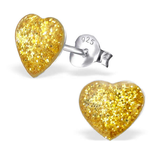 Children's 925 Sterling Silver Colourful Heart Ear Studs