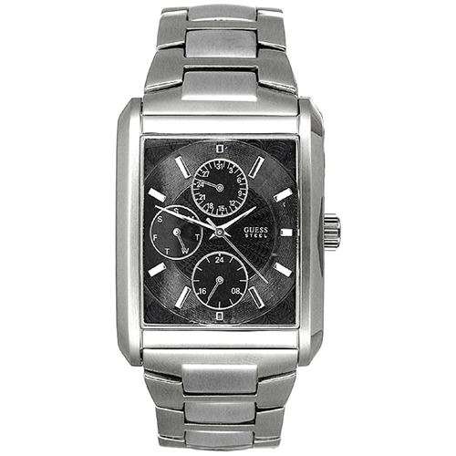 GUESS G95291G Chronograph Mens Steel WATCH Black Dial - NEW STYLE***FREE SHIPPING***