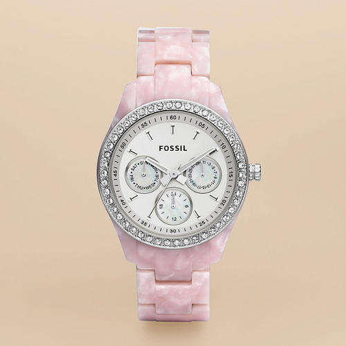 Women's Fossil Stella Pink Pearled Multifunction Watch ES2791