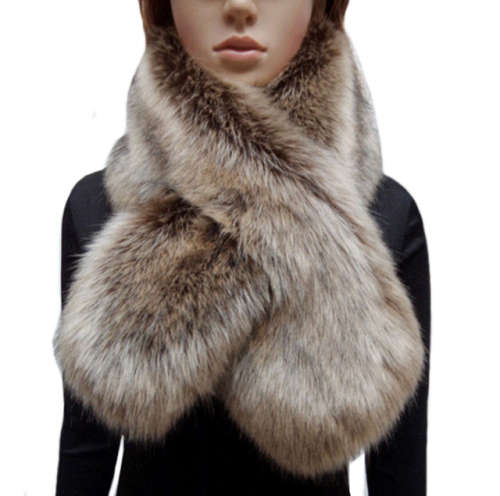 Elegant Super Warm Womens Faux Fur Cross Through Scarf in Five Colours