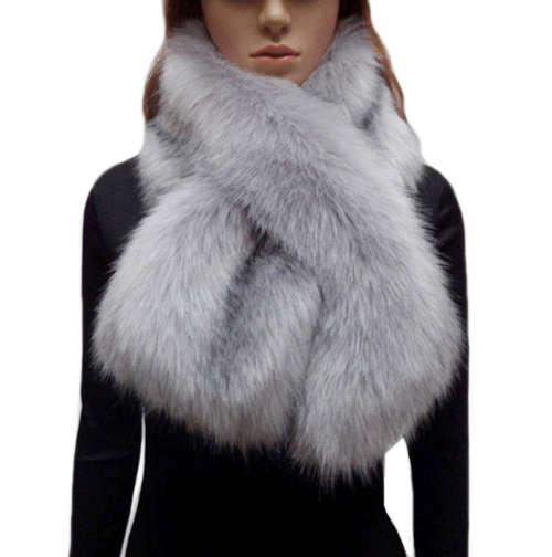 Elegant Super Warm Womens Faux Fur Cross Through Scarf in Five Colours