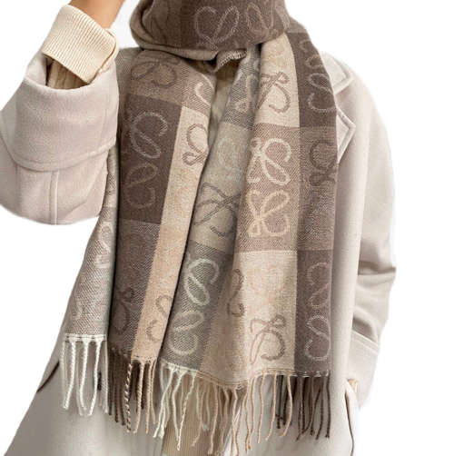 Luxury Presbyopia Lowe Cashmere Earthy Tones Fringed Scarf