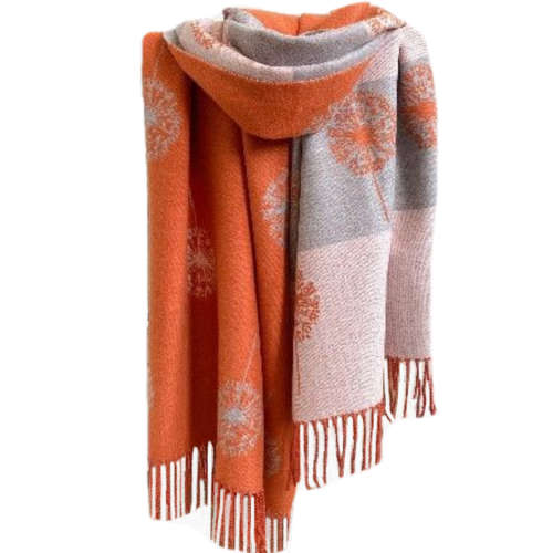 Autumn And Winter Cashmere with Dandelion Motif Jacquard Scarf / Shoulder wrap in Stunning Colours