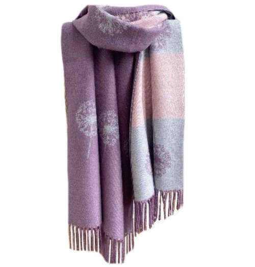 Autumn And Winter Cashmere with Dandelion Motif Jacquard Scarf / Shoulder wrap in Stunning Colours