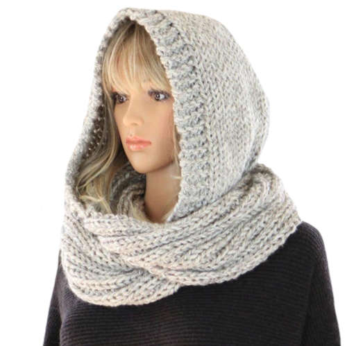 Womens Hooded Wool Knit Leisure Wear Winter Scarf