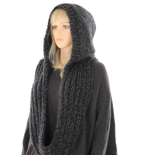 Womens Hooded Wool Knit Leisure Wear Winter Scarf