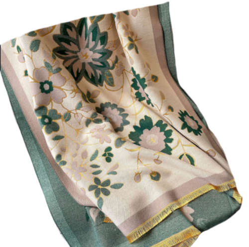 Ladies Elegant Warm Floral Jacquard Cashmere Scarf or Shawl