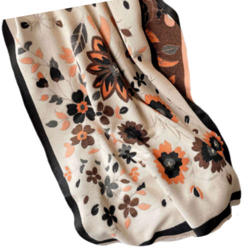 Ladies Elegant Warm Floral Jacquard Cashmere Scarf or Shawl