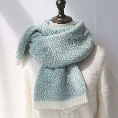 Warm Herringbone Cashmere Knit Winter Autumn Scarf in Six Elegant Colours