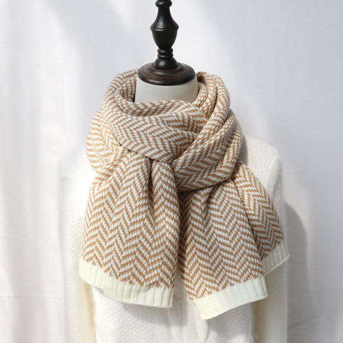 Warm Herringbone Cashmere Knit Winter Autumn Scarf in Six Elegant Colours