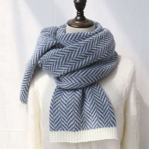 Warm Herringbone Cashmere Knit Winter Autumn Scarf in Six Elegant Colours