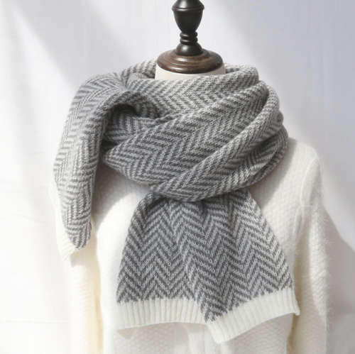 Warm Herringbone Cashmere Knit Winter Autumn Scarf in Six Elegant Colours