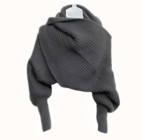Winter Knit Scarf Wrap with Sleeves in Amazing Assorted Colours