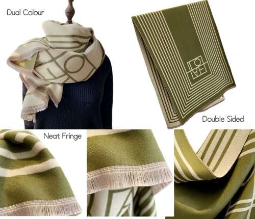 Dual Colour High Fashion Statement Double Sided Cashmere Scarf or Shawl
