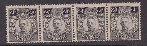 1917-18 PROVISIONAL 27 OVERPRINT ON 80 BLACK BLOCK OF 4