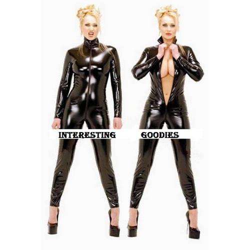 BLACK PVC Leather style Jump Suit - S/M/L/XL/XXL