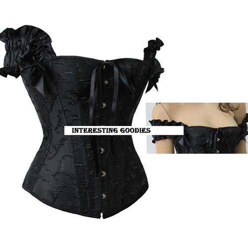 1 X SMALL IN STOCK NOW !! Black Off the Shoulder Corset embroidered   - S / M / L / XXL