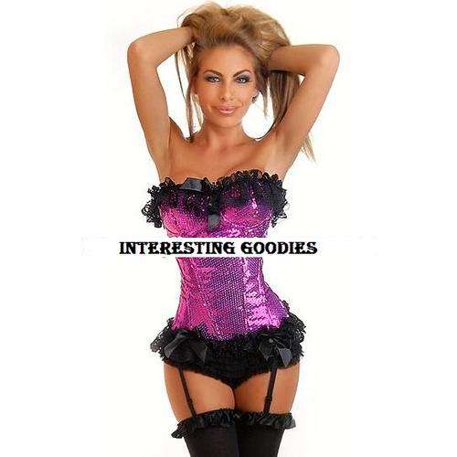 Stunning Fuschia Sequined Corset - S/M/L/XL