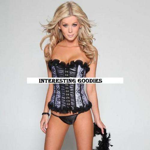 Beautiful Black lace on White Burlesque Corset  - S / M / L / XL / XXL