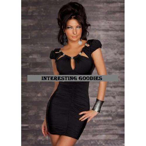 Back!! Sexy Black Mini Dress with cap sleeves - One size