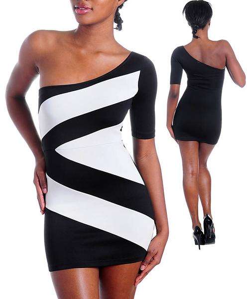 HOT BLACK and WHITE Club Mini Dress / Top - One Size