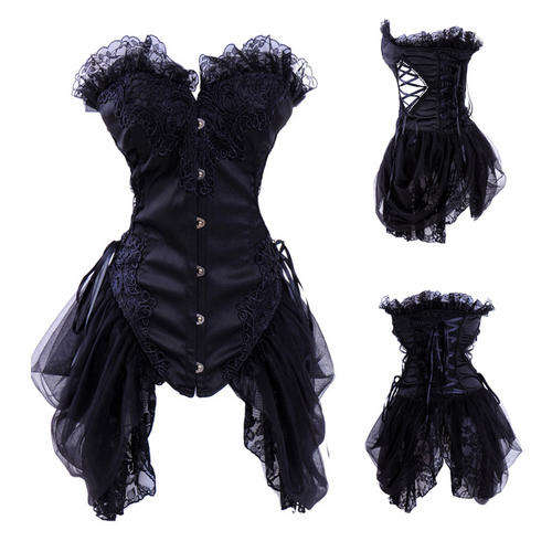 HOT Black Corset with fitted lace skirt  - MEDIUM IN STOCK NOW