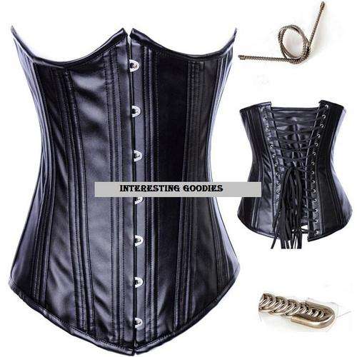 Authentic Steel Boned Pleather Underbust Corset  (2 piece ) - S / M /L / XL / XXL