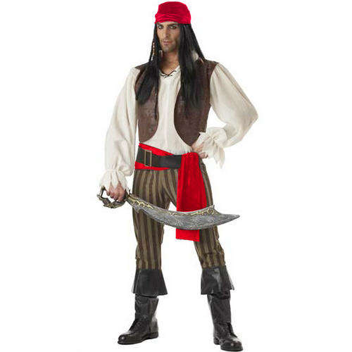 Rogue Mens Pirate Costume  - 7 PIECE - One Size