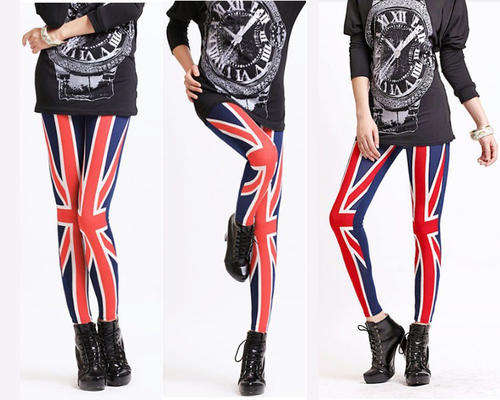 SALE - FREE SHIPPING -SUPER AWESUM UK Flag - Union Jack Print Leggings / Tights - SIZE 28-30