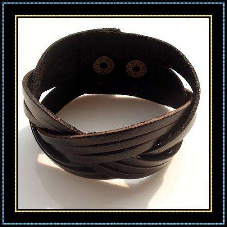 Genuine Leather Multi Strap twisted wristband