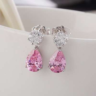 STUNNING PINK TEARDROP EARINGS !!